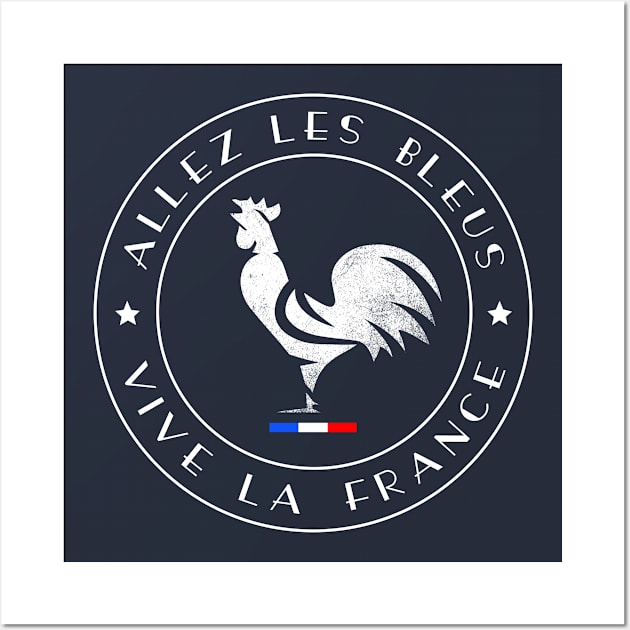 Allez les Bleus Vive La France Gallic Rooster Two Stars Wall Art by French Salsa